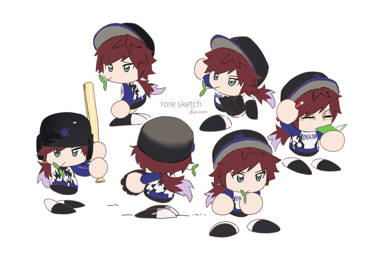 chibi hat 1boy multiple views male focus black headwear red hair  illustration images