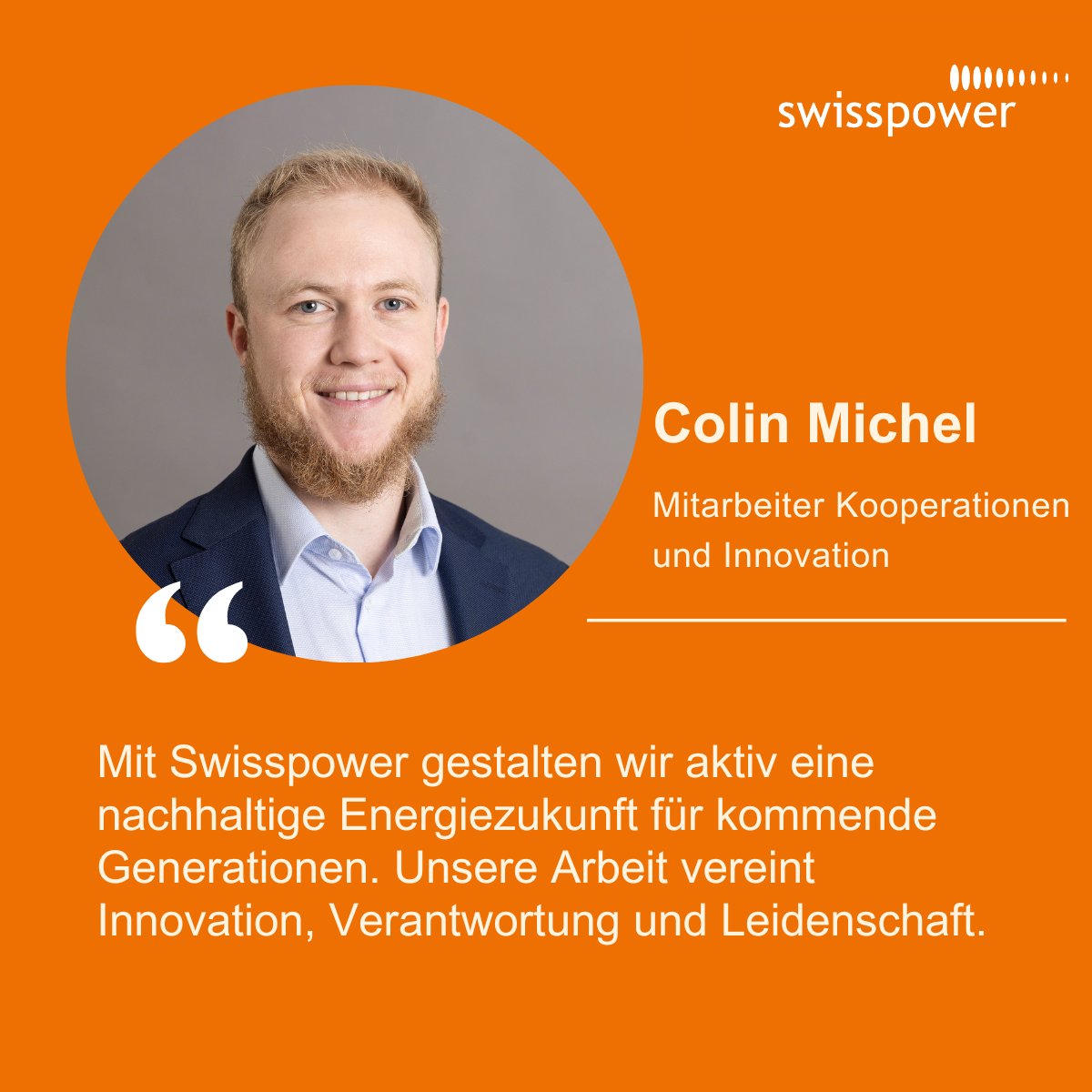 In den letzten Wochen durften wir bei Swisspower mehrere Neuzugänge willkommen heissen. Seit Anfang Mai ist Colin Michel Mitarbeiter im Team Kooperation und Innovation. Er bringt einige Erfahrung aus dem Energiesektor mit und wir freuen uns über seine Unterstützung. #innovation