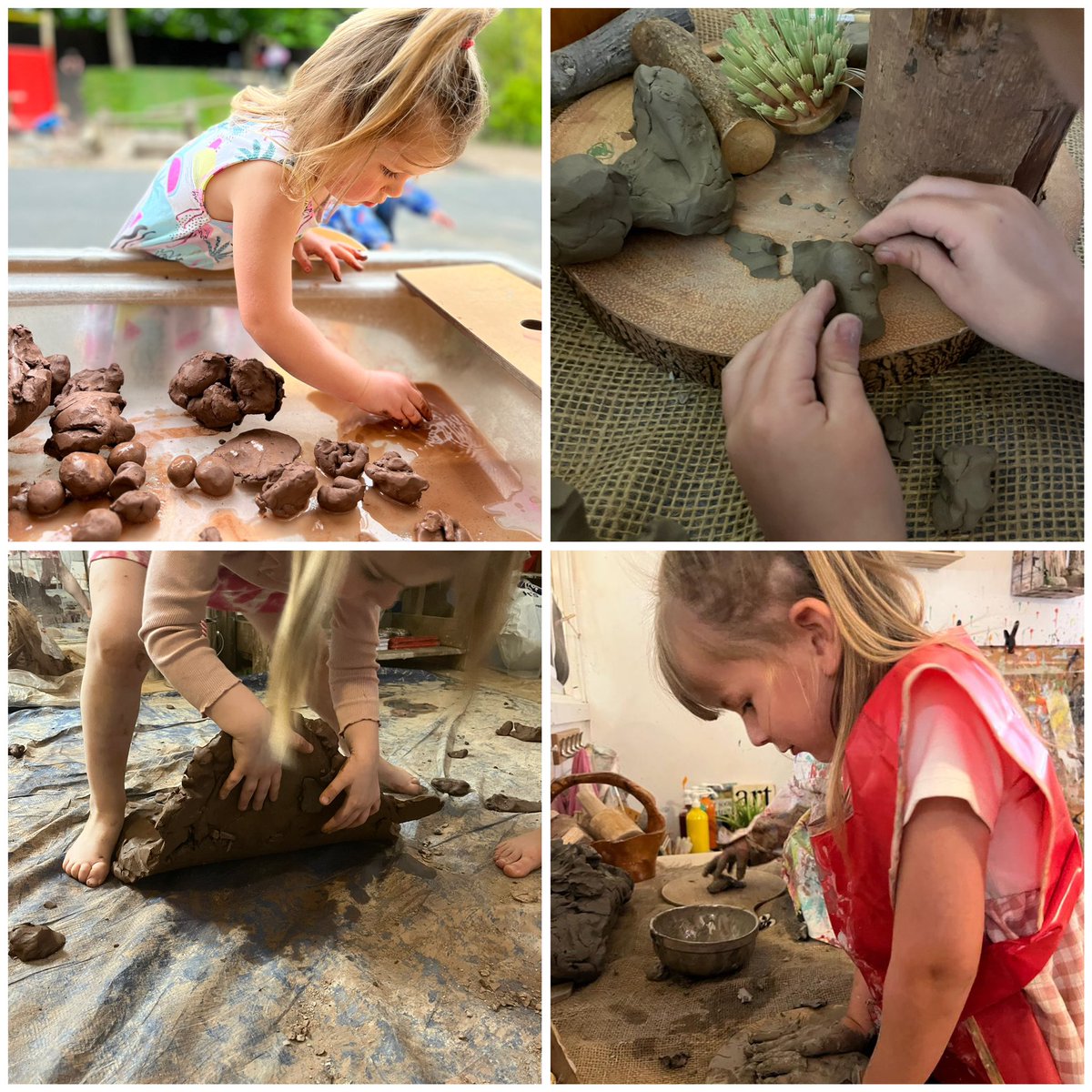 the_ECCC's tweet photo. From the introduction, to mark making to freedom with guidance our children have been exploring clay. They have squeezed, squashed, splattered, stamped, stretched, poked, pinched, rubbed, twisted, thrown and rolled using their fingers and whole body. https://t.co/CJR6CfzwrS