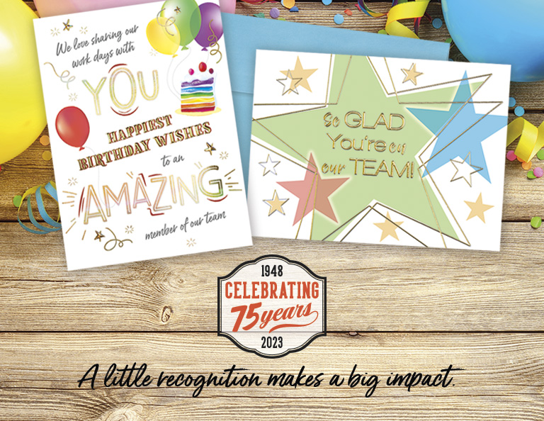 postycards's tweet photo. For employees, a little recognition can make a big impact. Posty Cards can help with our popular greeting card line designed with employees in mind: https://t.co/0TRSpXXZUT

#showyoucare #sayitwithacard #employeeappreciation #SHRM23 #HR https://t.co/y0vQyd56lU