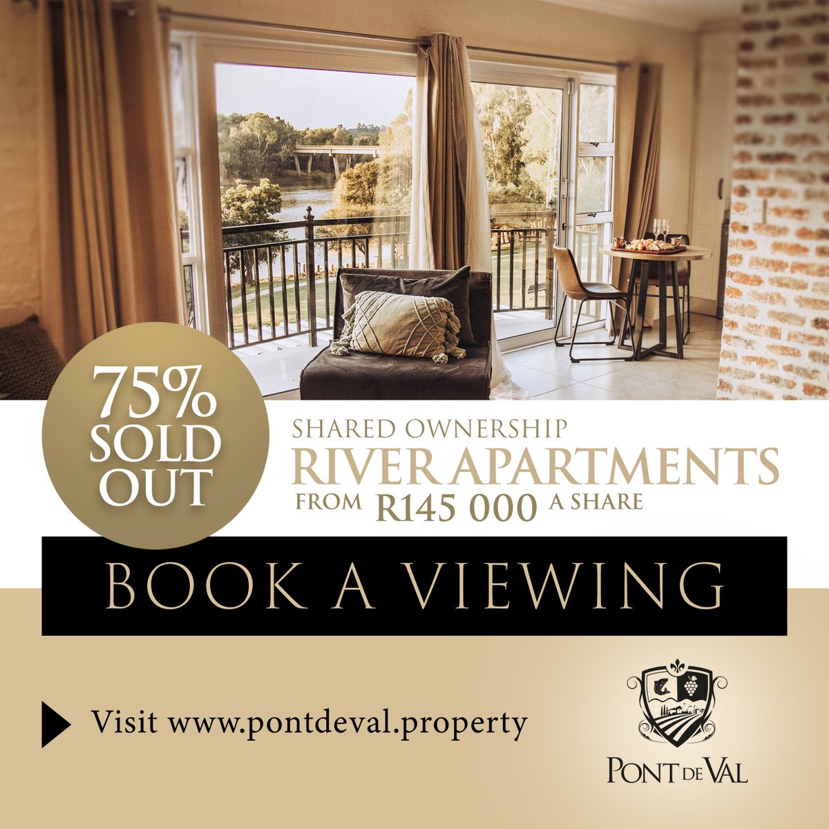Furnished, managed and serviced | Invest in a Pont Deluxe luxury riverfront apartment at Pont de Val.

Shared Ownership options start at R145 000 per share.

Get more info and book a viewing at pontdeval.property

#pontdeval #property