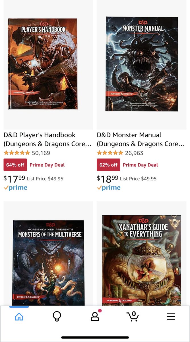 dmsofakingkul's tweet image. Hella good deals for D&amp;amp;D books on prime day.
