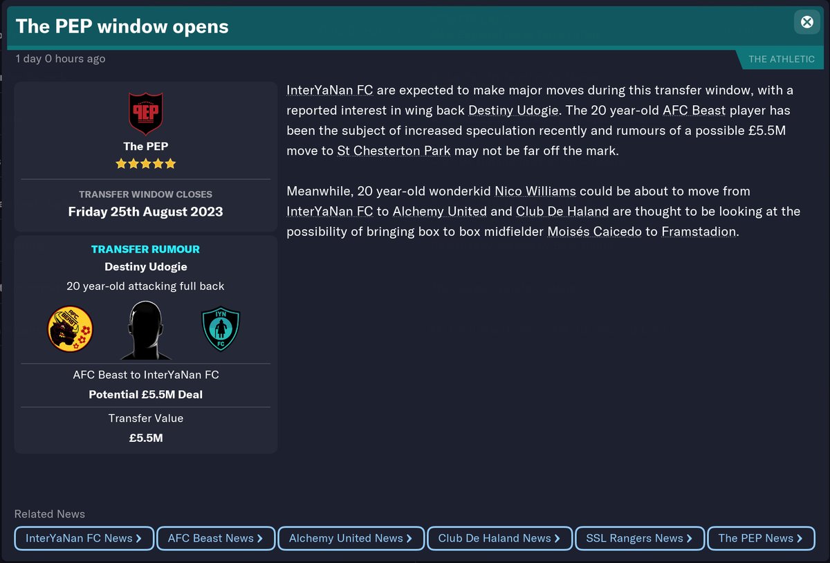 TheeFAOfficial's tweet photo. π’ Attention eFA clubs! The Transfer window is NOW open. πͺβ½οΈ All pending transfers can now go through. Please remember to accurately update your squads on the website. Let's make sure our teams are ready for the eFA Cup! #TransferWindowOpen #eFACup #SquadUpdates https://t.co/9Aa0iORv9e