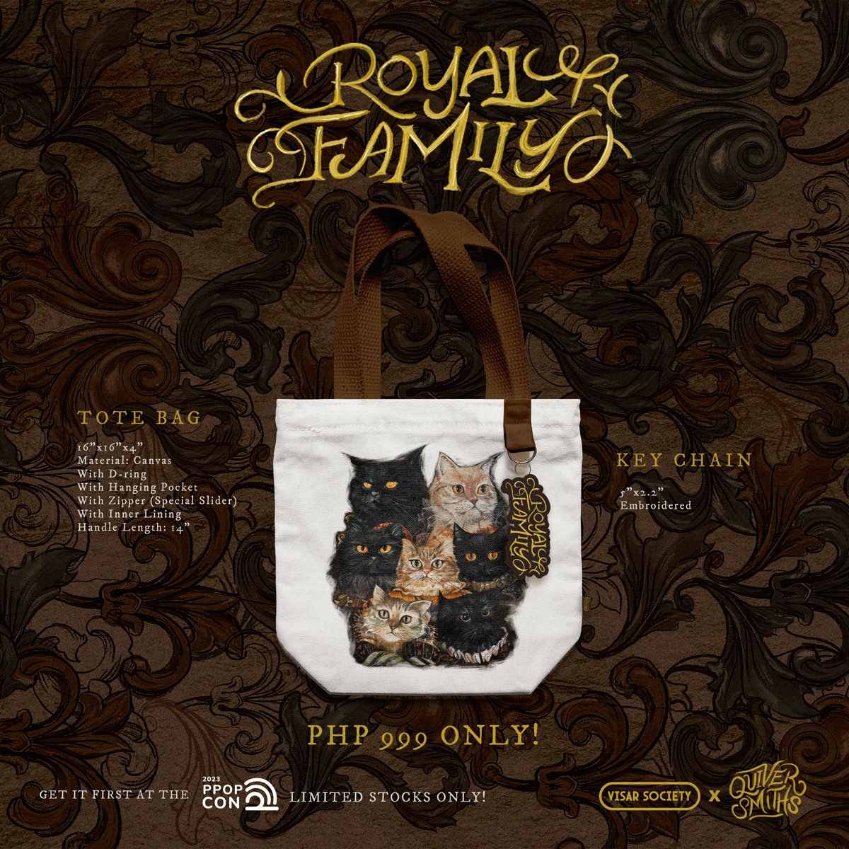 visar_society's tweet photo. Royal Family 👑🐱
A Visar Society x Quiversmiths collaboration.
Tote Bag with Embroidered Key Chain
For only PHP 999
Get it first at the @PPOPCONVENTION on July 14 & 15. Limited stocks only!
See 'ya there bizarre people! ☺️
#visarsociety #quiversmiths #royalfamily https://t.co/QuAR6clCrj