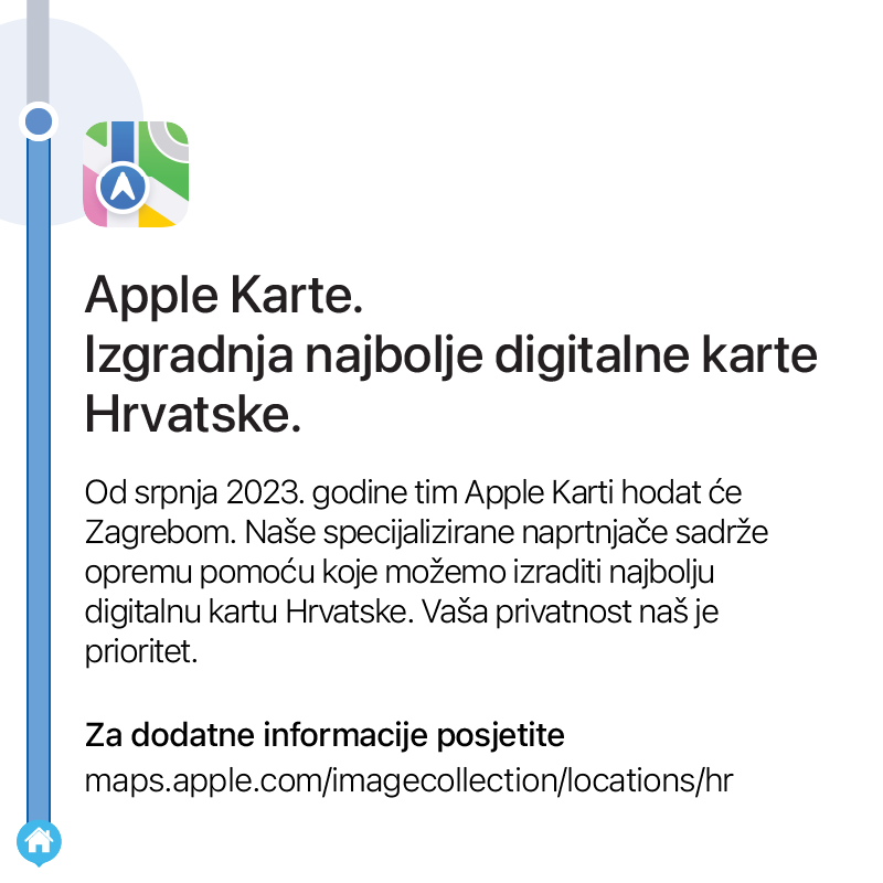 Apple's tweet photo. Izgradnja najbolje digitalne karte Hrvatske.