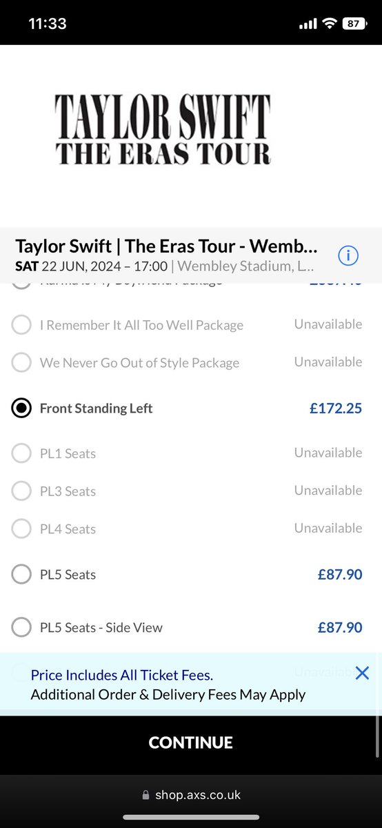 colettefrida's tweet photo. Beyond frustrating. When it looks like there are tickets I keep getting this @AXS_UK #ErasTour https://t.co/z69TqNGFB3