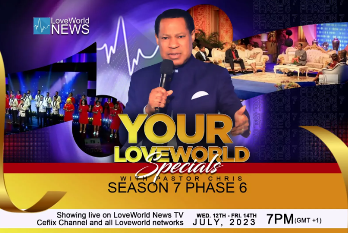 LoveWorldEvents's tweet photo. It's time again to be rightly informed about current global events and to know God's mind concerning these events. Join Pastor Chris for Your LoveWorld Specials Season 7, Phase 6 this Wednesday the 12th of July until Friday, the 14th of July from 7:00pm (GMT+1) daily. https://t.co/JHsZfV9rC9