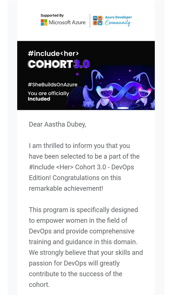 tookengineering's tweet photo. The last cohort was full of learnings, excited for this one π Thanks to @azdevindia, @mrsarthak001 and @roopal_mittal21 for giving me this opportunity again .
#SheBuildsOnAzure https://t.co/u8odfBn1n6