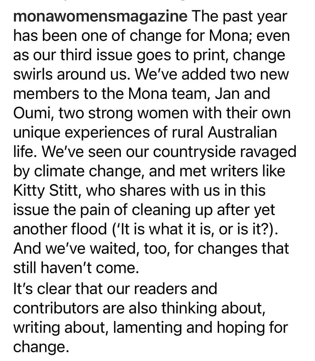 Post from Mona Magazine about the upcoming issue 3, which I’m proud to contribute to. Out soon 🌟 #storytellers #ruralwriters #monamagazine #australianwriters #countrywomen #femaleperspective