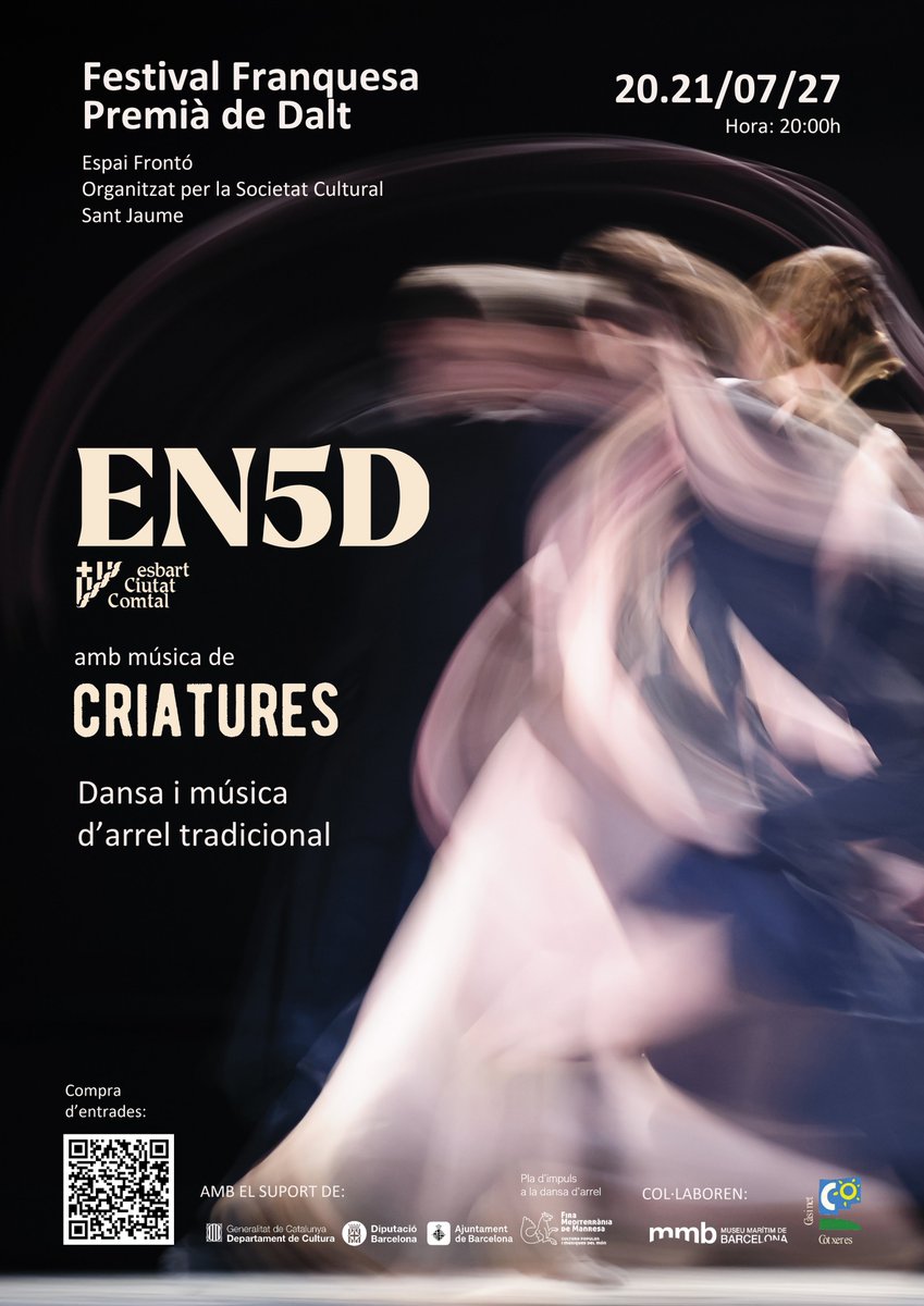 📢📢📢Torna #EN5D amb <a href="/CriaturesMusica/">Criatures</a> els propers 20 i 21 de juliol a les 20:00h en el #FestivalFranquesa organitzat per @StJaume 
#plaimpulsaladansadarrel <a href="/FMediterrania/">Fira Mediterrània</a> <a href="/cultura_cat/">Cultura</a> 
🎟️🎟️🎟️Compra aquí les teves entrades: entrapolis.com/entradas/ii-fe…