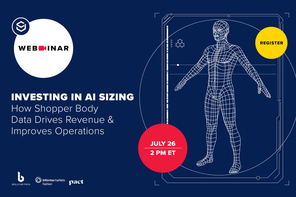 SourcingJournal's tweet image. Over 52% of apparel returns are due to poor fit! Join our #webinar July 26 as @boldmetrics and @pactorganic discuss how both brands and retailers can benefit from investing in AI sizing tools for smart body data!  REGISTER: bit.ly/3XA1tQ8
#fashion #sizing