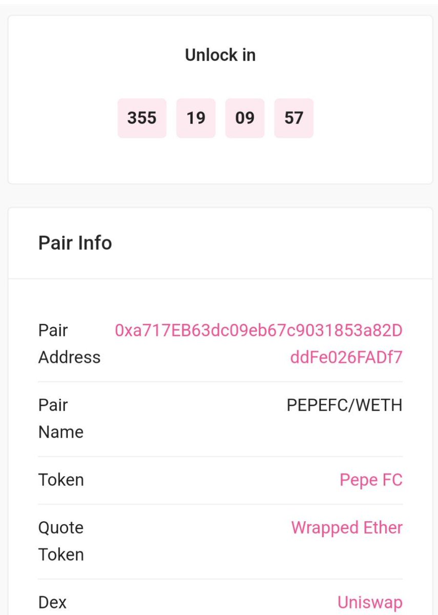 PEPEFCeth's tweet photo. $PEPEFC LP IS LOCKED FOR 1 YEAR:
 https://t.co/OSdDFfncD0 https://t.co/bR5Dxz72H2