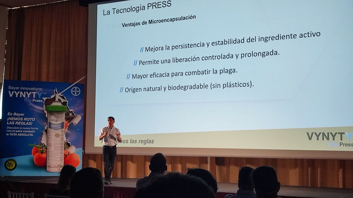 RevistaMercados's tweet photo. F. Javier Pérez, grower marketing manager de @Bayer4CropsES sobre la tecnología Press y sobre #VYNYTYtuta: a nivel práctico garantiza un producto más persistente, con mayor estabilidad, permite una liberación controlada y prolongada, con una mayor eficacia para combatir la plaga. https://t.co/BFLhDg18pz