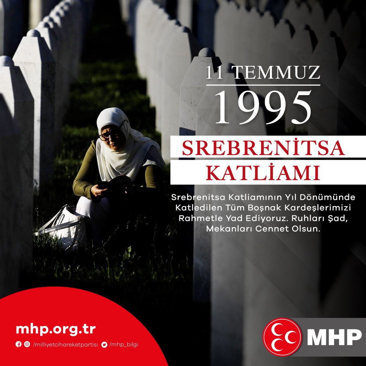 #Srebrenitsa Katliamının Yıl Dönümünde Katledilen Tüm Boşnak Kardeşlerimizi Rahmetle Yad Ediyoruz. Ruhları Şad, Mekanları Cennet Olsun.