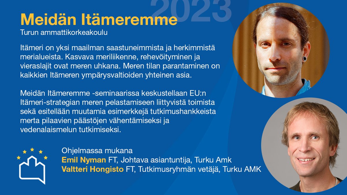 Meidän Itämeremme <a href="/TurkuAMK/">Turun ammattikorkeakoulu</a> tilaisuudessa mukana @steleri, Emil Nyman ja <a href="/vhongisto/">Valtteri Hongisto</a>

Tutustu Turun ammattikorkeakoulun toteuttamaan Itämeren tutkimukseen:
turkuamk.fi/fi/tutkimus-ke…

#eurooppafoorumi #europeforum #turku