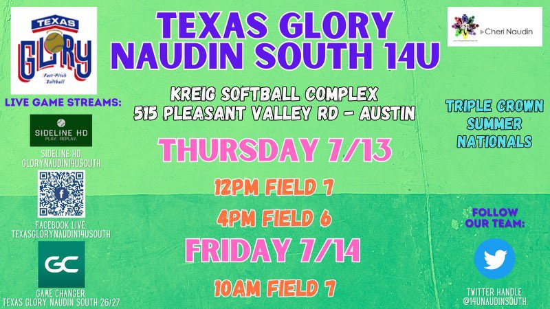 Texas Glory Naudin 14u South (@txglory14usouth) on Twitter photo Last tournament of the season, let’s finish strong!
#beintentional
<a href="/castillaJaime5/">Jaime Castilla</a> @TexasGloryLive <a href="/CSA_Athletes/">Collegiate Sports Advocate (CSA)</a> Last tournament of the season, let’s finish strong!
#beintentional
<a href="/castillaJaime5/">Jaime Castilla</a> @TexasGloryLive <a href="/CSA_Athletes/">Collegiate Sports Advocate (CSA)</a>