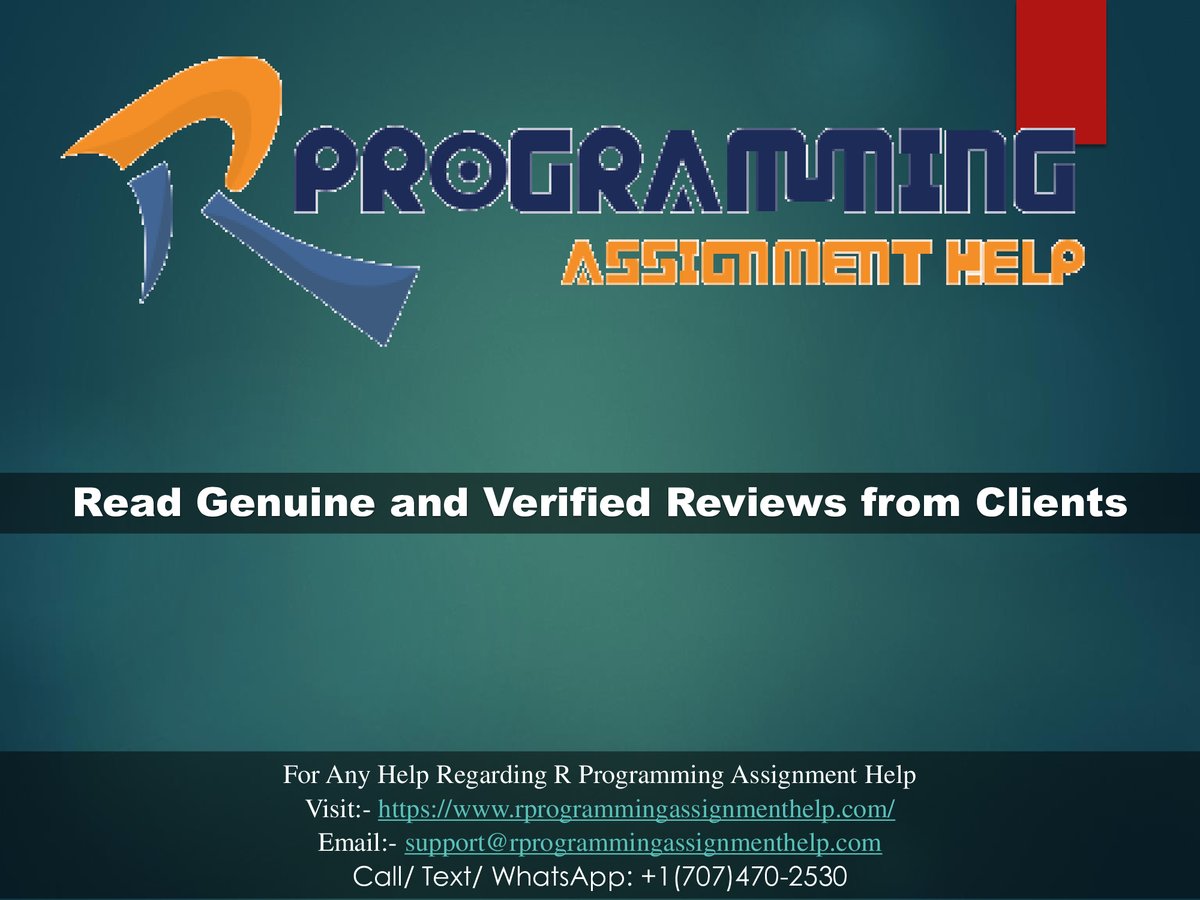 RProgramminghlp's tweet image. You've landed at the perfect destination! Our website, rprogrammingassignmenthelp.com, has garnered a remarkable number of favorable feedback from contented students on well-known platforms like Site Jabber, Mouthshut, and Facebook.
#rprogrammingassignment #rprogramming #assignments