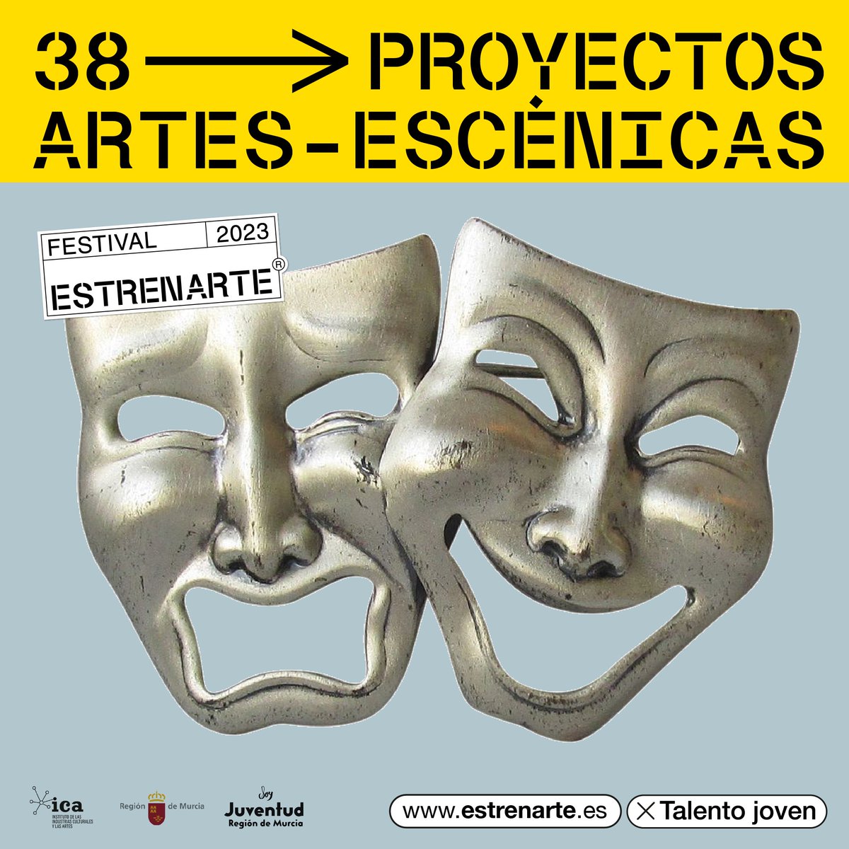 estren_arte's tweet photo. Nos encantan las #ArtesEscénicas y se han presentado un total de 3️⃣8️⃣ proyectos de esta modalidad a #EstrenARTE2023 🎭
Por cierto, ya quedan menos días para que digamos los proyectos seleccionados 🙌
#EstrenARTE https://t.co/az3l4qm89Z