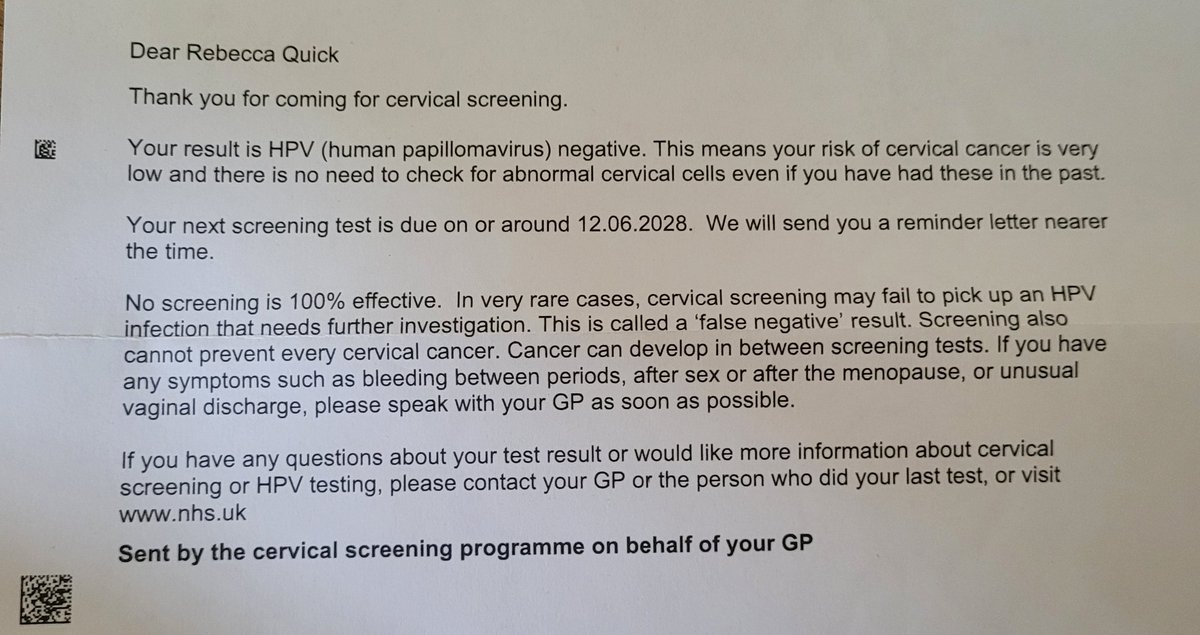 Great news 💕
Get the smear test, teach your daughters they're part of life and know your body, learn what's normal for you. 
Pelvic radiation means there is no more normal. Fear, stress, anxiety & paranoia over health are part of life now. #nomorenormal #pelvicradiationdisease