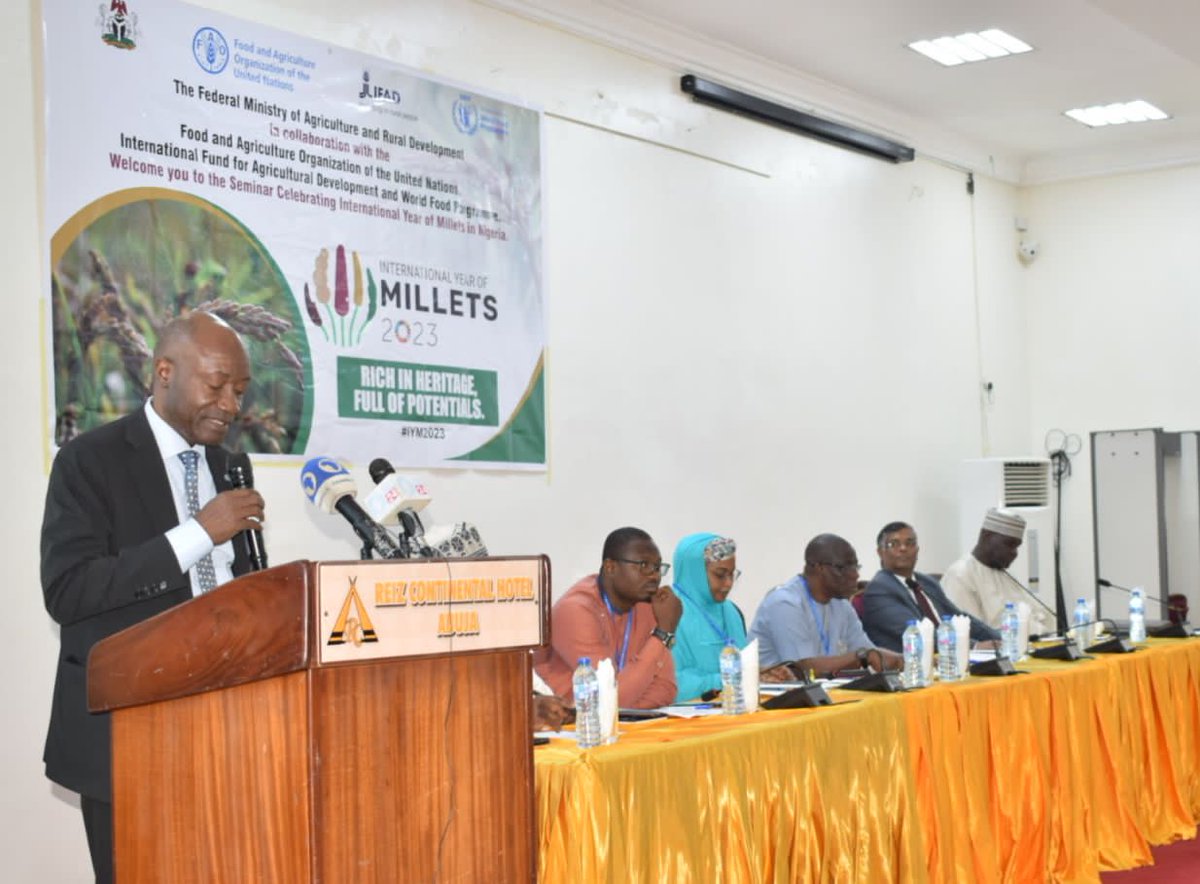 This morning I reiterated the opportunity offered by the 2023 international year of millets to educate the public on role of Millets in healthy diets, climate adaptation and economic development. Partnerships with Research & Private sector are key in Millet value chains @FmardNg