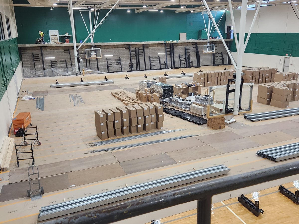 The bleachers are going in.