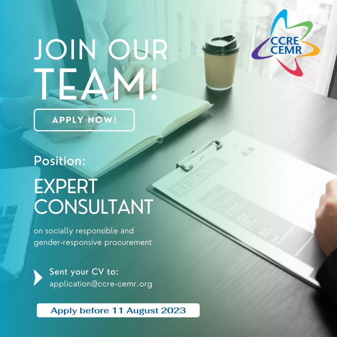 📢 Great News!
🌟 We're looking to hire a talented and experienced consultant on socially responsible and gender-responsive procurement

👉👉 ccre.org/en/article/jobs

Join us in shaping the future of Europe! 💼🌍

#Hiring #JobOpportunity #CEMR #JoinOurTeam #EUfuture #empowerEU