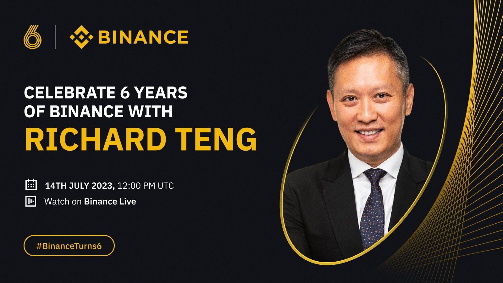 币安Binance中文频道 on Twitter "我们将举办一场线上超级聚会庆祝 BinanceTurns6！ Binance 区域市场负责人 _RichardTeng 将与我们一起