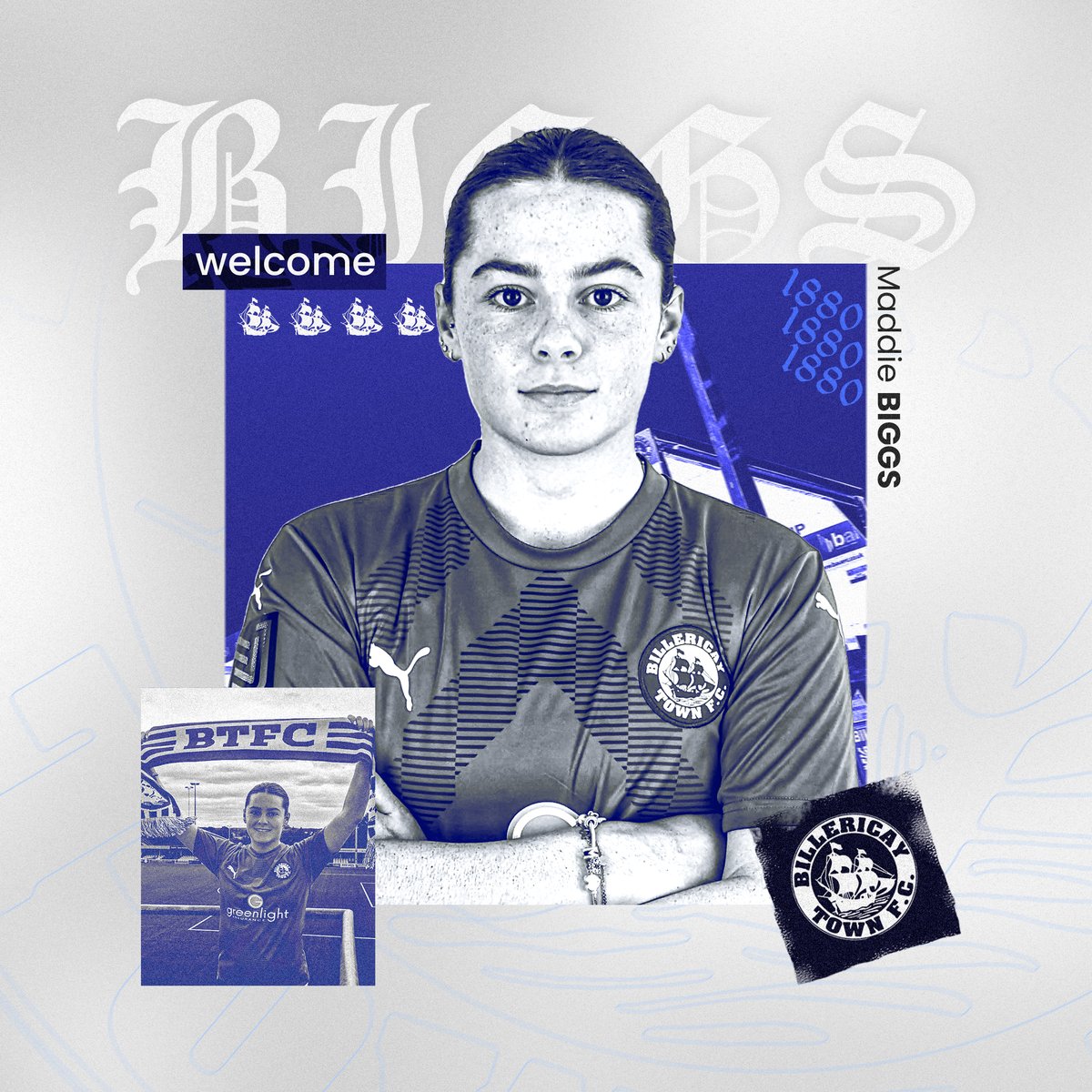 BTFCWomen's tweet photo. BIGGS IS A BLUE🔵

We are pleased to announce the signing of former Ipswich Town forward @maddiebiggs06 ✍️

#WelcomeToBTFCW