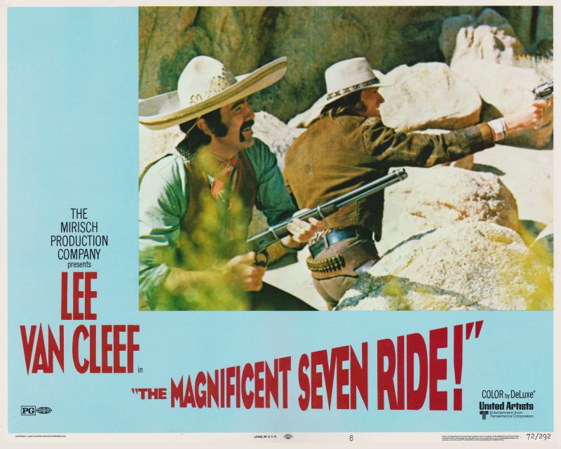 Cards #7 and #8 from the Western sequel 'The Magnificent Seven Ride!' (1972). Any love out there for this one...? #Westerns #movies #lobbycards