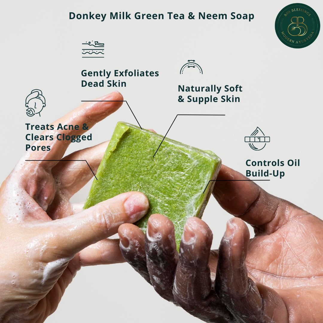 BioBlessings's tweet photo. Discover the secret to radiant #Skin with our Donkey Milk Green Tea &amp; #Neem Soap! ����✨ Say goodbye to acne and hello to a #Naturalglow that shines from within. 🌟 Embrace the power of nature in every lather and unveil your skin's true beauty.

#bioblessings #donkeymilksoap https://t.co/F5uzliZSg0