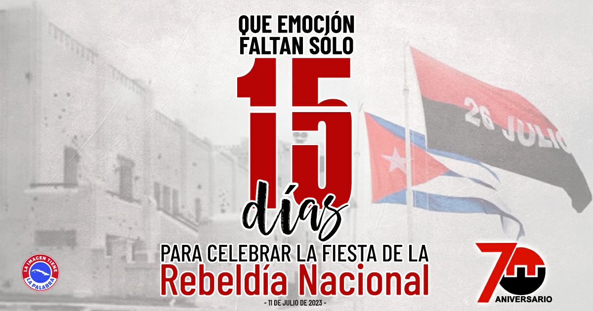 Ya faltan sólo 1️⃣5️⃣ días para celebrar el 7️⃣0️⃣ Aniversario de los asaltos a los Cuarteles Moncada y Carlos Manuel de Céspedes
❤️ #ConTodosLaVictoria
🖤 #70Moncada
🇨🇺 #Cabaiguán