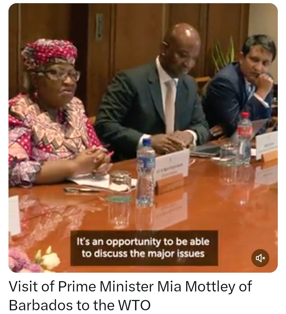 @Matthewbarbados @wto @TESSForum @CarolynDeere @Nadia_Theodore @AnaLauraLizano @Hoe__Lim @verogbogbo @DavidJVivas1 Congratulations #Barbados 
Director-General @NOIweala welcomed PM @miaamormottley of 🇧🇧 to the @wto 
@BagalueSunab @UNDPBarbadosEC @UNBdosandOECS @BarbadosRoyals @Barbados @barbados1969 @CanHCBarbados 
@imariyahall @rihannasroses @xtroleum @ConnellDr