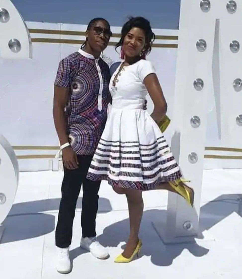 sharrond62's tweet photo. This is Caster Semenya with their wife. Caster is biologically male 46XY 5ARD (a DSD condition that effects males) born with internal testes &amp; male levels of testosterone. CS is not a biological female &amp; it’s about time the MSM told the bloody truth &amp; stopped lying to the public https://t.co/B05MLNePuf