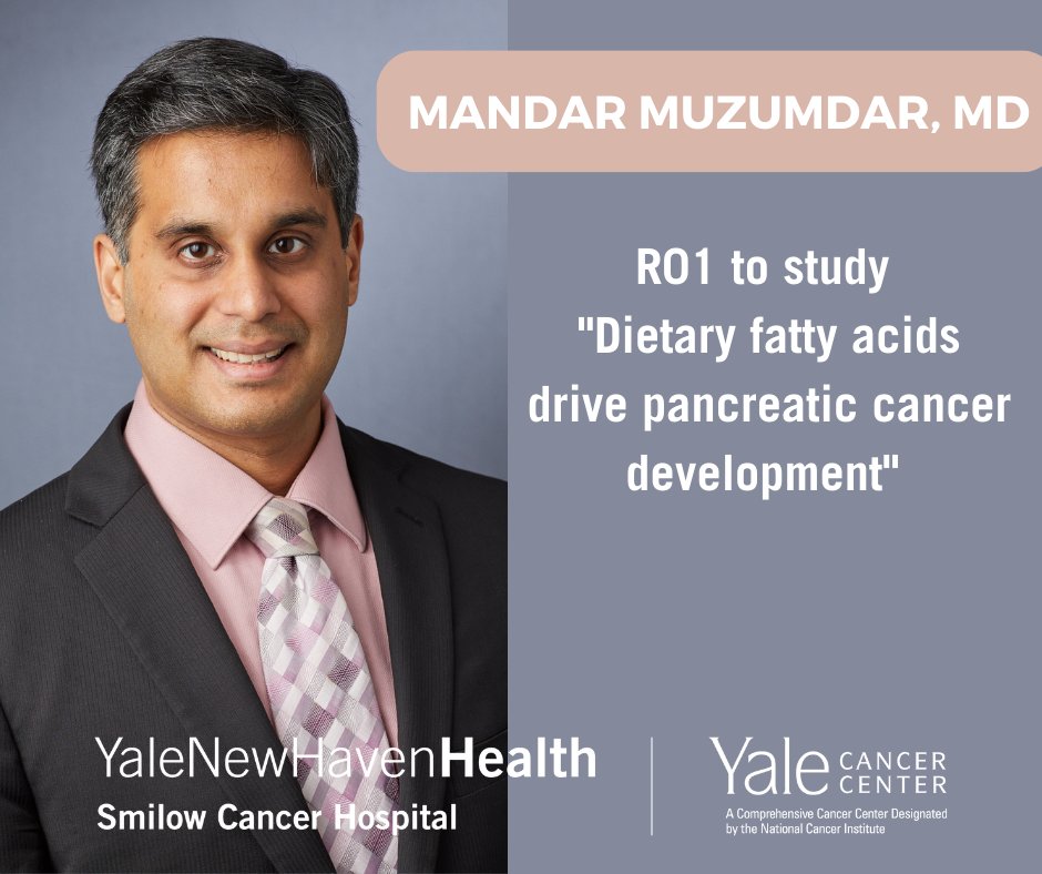 Congratulations to Dr. Mandar Muzumdar @MuzumdarLab whose #R01 grant application to study 'Dietary fatty acids drive pancreatic cancer development' has been funded! #PancreaticCancer @NIH @theNCI @SmilowCancer @YaleMed @YNHH @YaleGICancers