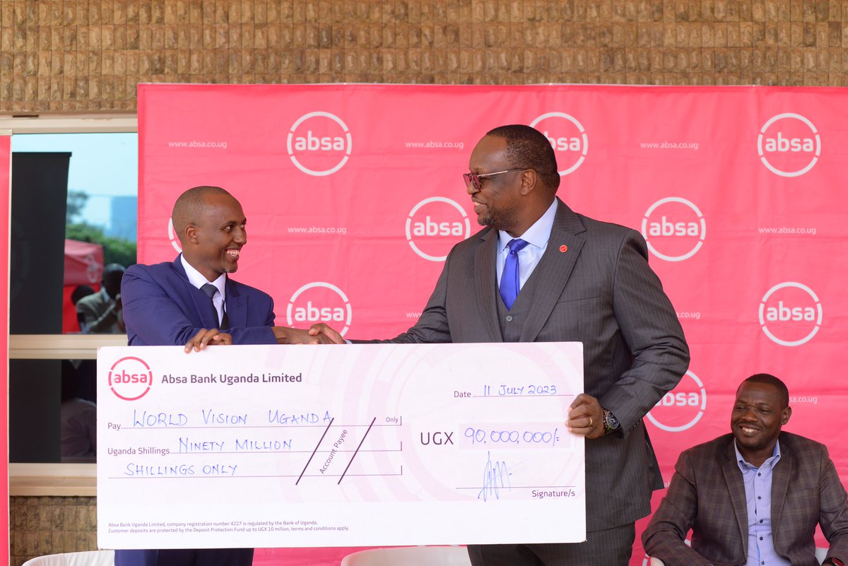 AbsaUganda's tweet photo. UGX 90 million will be channeled through @WorldVisionUg to boost water, hygiene, and sanitation initiatives (WASH) targeted towards strengtheneing proper menstraul hygiene management for girls in Northern Uganda. #AbsaKH3_7HillsRun #RunForHer https://t.co/RoH2OYqIQj