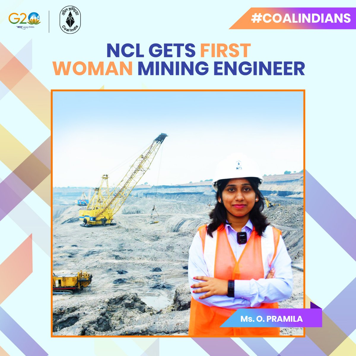CoalIndiaHQ's tweet photo. Ms. O. Pramila has joined NCL, a subsidiary of Coal India, as its first woman mining engineer. Pramila, a graduate in mining engineering from NIT, Raipur, has been posted at Jayant opencast project in Singrauli, Madhya Pradesh. https://t.co/bh8ieSiS2q