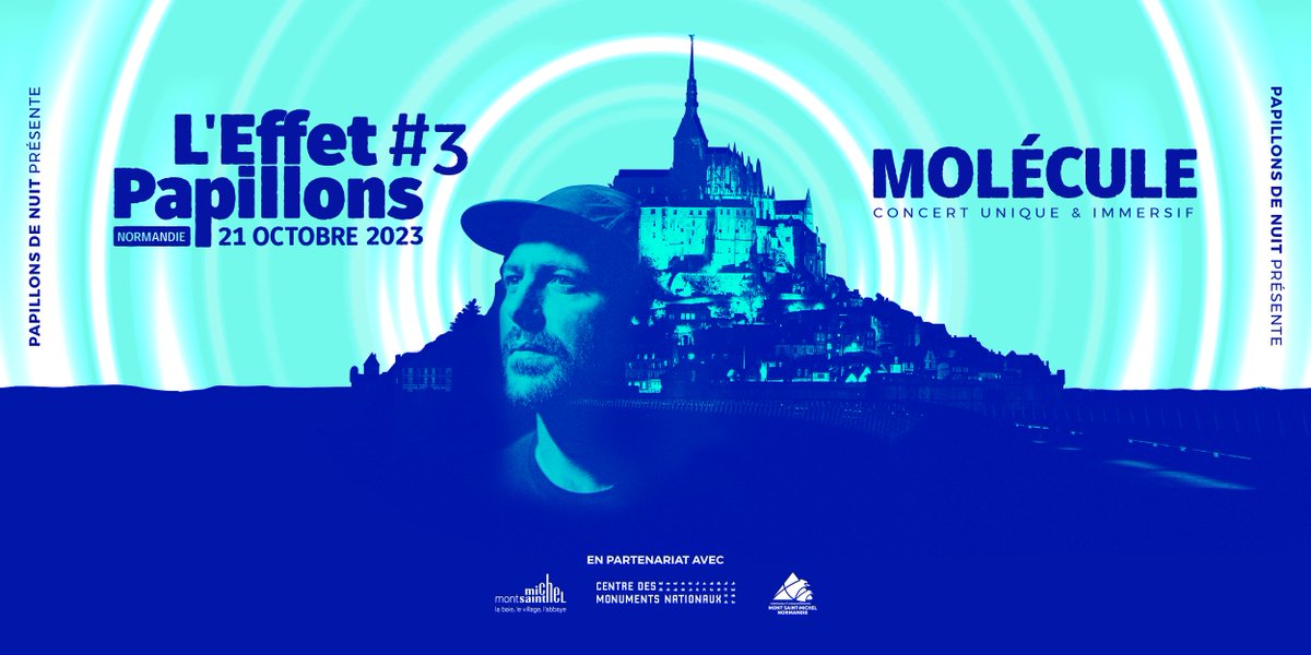 ✨ L’Effet Papillons #3 : Molécule en concert exceptionnel dans l'abbaye du Mont-Saint-Michel ! ✨
Rendez-vous samedi 21 octobre pour vivre une expérience unique : un concert au casque en immersion totale avec @moleculemusic

Billetterie 👉🏻 effetpapillons.com