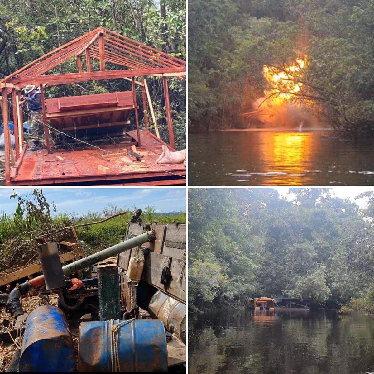 #FANB desplegada recorriendo los afluentes del Río Caroní, con el objeto de destruir todas las balsas mineras, la población está en el deber de coadyuvar con su esfuerzo en la lucha por la protección del ambiente en perfecta unión y corresponsabilidad Pueblo-FANB.