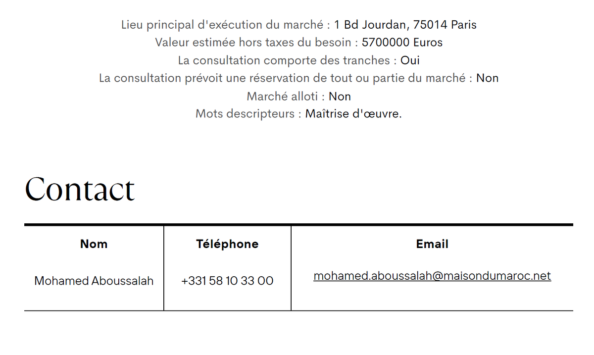 FMDM_paris's tweet photo. Consultation de Maîtrise d'œuvre pour le projet d'extension de la Maison du Maroc au sein du campus de la Cité internationale universitaire de Paris

https://t.co/ZjIBf44jxK
#maitrisedoeuvre #moe #architecte #maroc #architectemaroc #ciup #maisondumaroc https://t.co/7gGHTghLMG