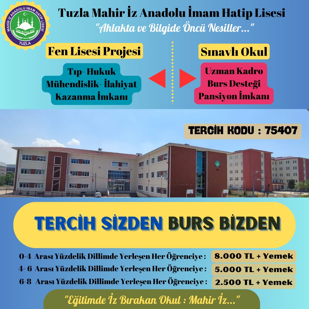 Tuzla Mahir İz AİHL (@tuzlamahirizihl) on Twitter photo Eğitimde İz Bırakan Okul Mahir İz.
Tercih Sizden Burs Bizden
<a href="/onderihl/">ÖNDER</a>
<a href="/Tihmender/">Tuzla İmam Hatip Okulları Mezunları ve Mensupları</a>
<a href="/Tuzlamem/">Tuzla İlçe Milli Eğitim Müdürlüğü</a> <a href="/TuzlaBelediyesi/">Tuzla Belediyesi</a> <a href="/yilmaznazif/">Nazif Yılmaz</a>
<a href="/ihsanerkul1/">İhsan Erkul</a>
<a href="/SelamTuzlaGaste/">SELAM TUZLA GAZETESİ</a>
<a href="/ilimyaytuzla/">İlim Yayma TUZLA</a> Eğitimde İz Bırakan Okul Mahir İz.
Tercih Sizden Burs Bizden
<a href="/onderihl/">ÖNDER</a>
<a href="/Tihmender/">Tuzla İmam Hatip Okulları Mezunları ve Mensupları</a>
<a href="/Tuzlamem/">Tuzla İlçe Milli Eğitim Müdürlüğü</a> <a href="/TuzlaBelediyesi/">Tuzla Belediyesi</a> <a href="/yilmaznazif/">Nazif Yılmaz</a>
<a href="/ihsanerkul1/">İhsan Erkul</a>
<a href="/SelamTuzlaGaste/">SELAM TUZLA GAZETESİ</a>
<a href="/ilimyaytuzla/">İlim Yayma TUZLA</a>