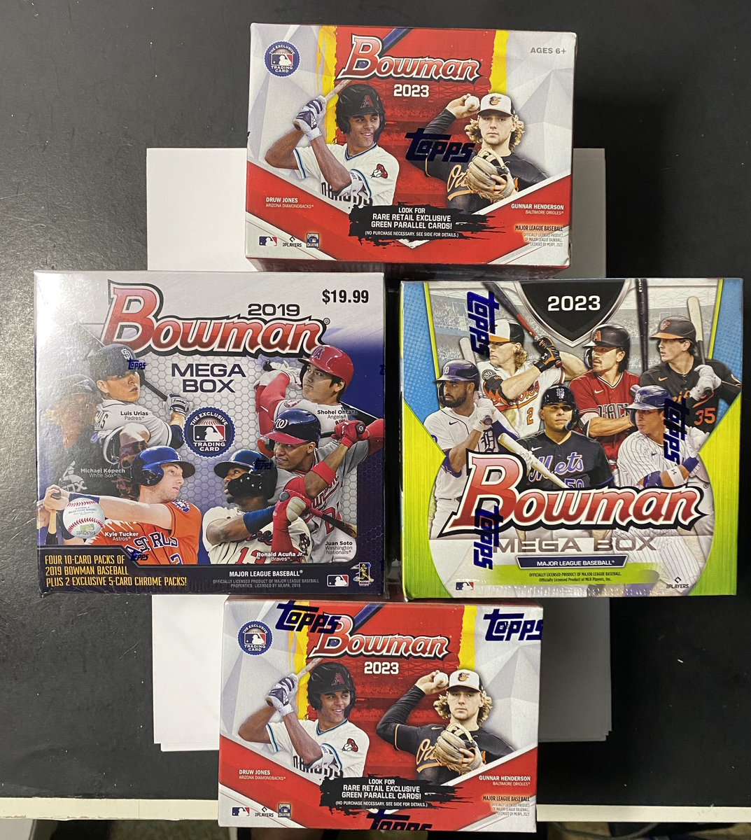 Tombote124's tweet photo. 4  random team breaks open. 
Spots available in all
- 2019 mega + 2023 blasters/mega 
$11 per
- 2021 Bowman heritage $5 per
- 2022 A&amp;g chrome $5 per
- 2022 SC Chrome $8 per 
Stacking shipping. Flat rate. Dm or reply to have shipped. (Us $5 Canada $10)
@CardboardEchoes https://t.co/hbzZqkMeDb