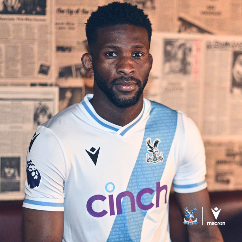 CPFC's tweet photo. The sash is 🔙

Introducing the new 23/24 away kit 🤩

Available to buy online and in store by the end of July 🛍

@MacronSports | @cinchuk
