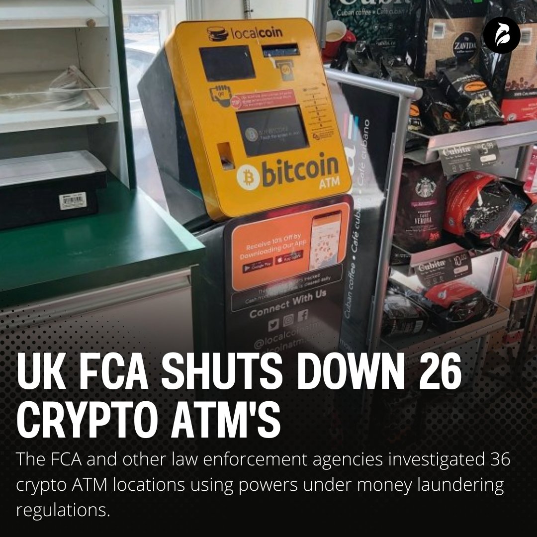 StoccoinCo's tweet photo. The United Kingdom’s financial regulator, the Financial Conduct Authority (FCA), “disrupted” 26 of the 34 cryptocurrency ATMs it visited and inspected since the start of 2023.

#Stoccoin #FCA #CryptoATM https://t.co/FGLRrTNNyt