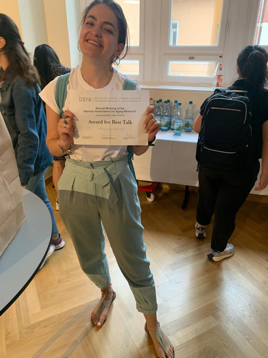 ErmolaevaG's tweet photo. Congratulations to @AsyaScienceAge for getting the best talk award at #DGfA conference. Asya presented her work on how #UV light can act as a #dietary restriction mimetic! This is 3rd (2 best talks and best poster) award for our lab within few years at DGfA. Many more to come! https://t.co/LJkMpIKP4i