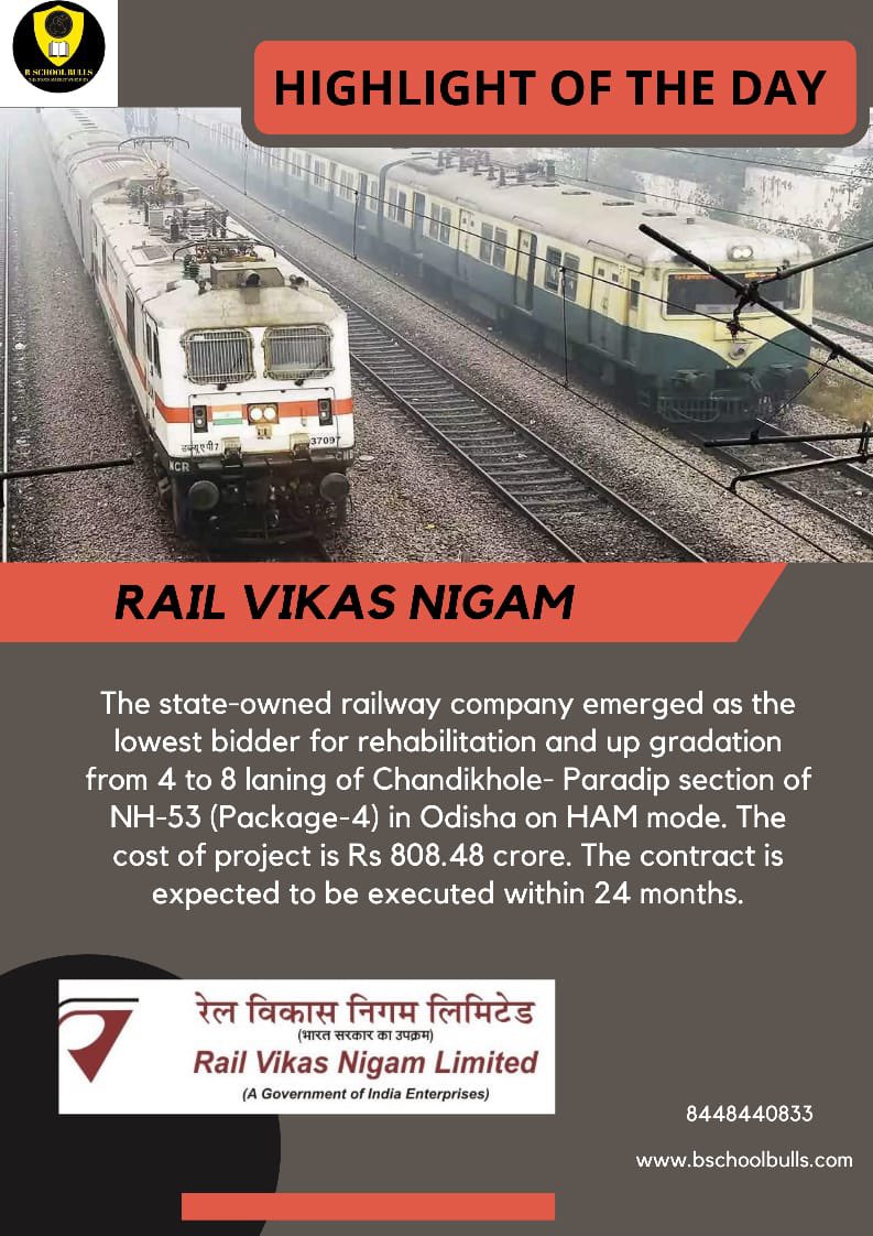 'Rail Vikas Nigam Secures Landmark Contract for Chandikhole-Paradip Highway Upgradation!'

#RailVikasNigam #HighwayUpgradation #InfrastructureDevelopment #NH53 #Odisha #HAMmode #Transportation #ProjectExecution