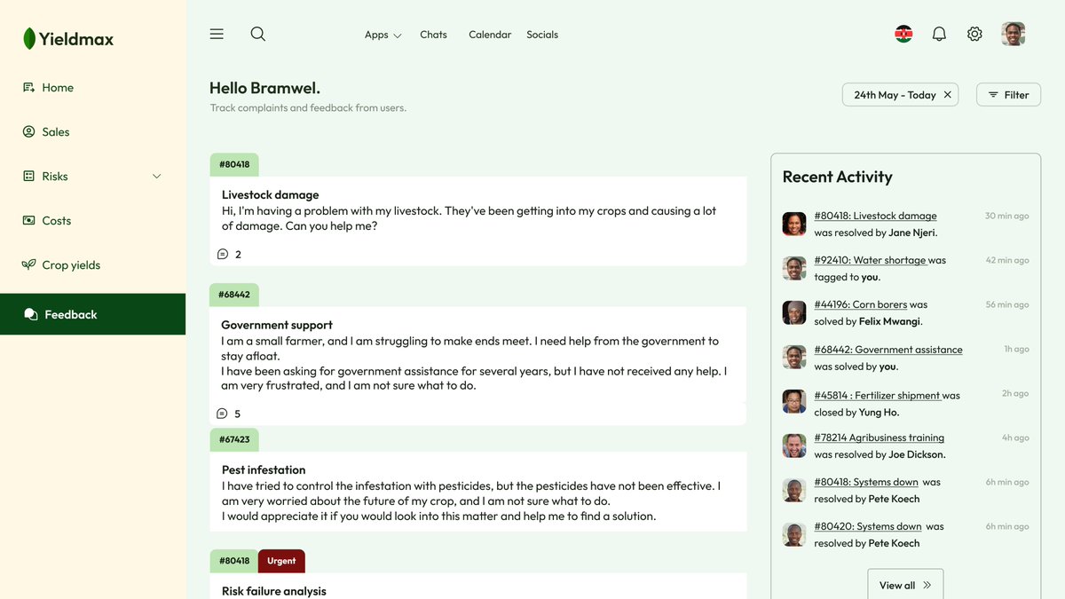 DesignwithTiff's tweet image. Yieldmax has a feedback page where users can provide feedback on the platform and a chat page where users can chat with customer support representatives in real time.
#yieldmax
#saasdashboard
#aipowered
#datatracking
#riskmitigation
#increaseyield