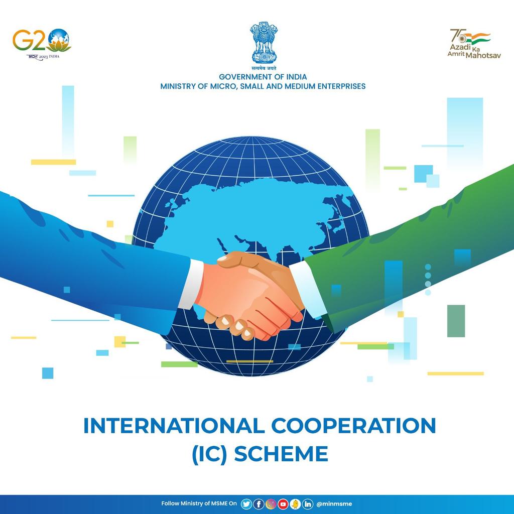 minmsme's tweet photo. International Cooperation (IC) Scheme aims to capacity build MSMEs for entering export market by facilitating their participation in International exhibition/Conferences/Seminars/Buyer-Seller meets abroad. For more info visit: https://t.co/ZpcB1na8OQ
#MSME #MSMEs #AmritMahotsav https://t.co/W86Hu03rLP