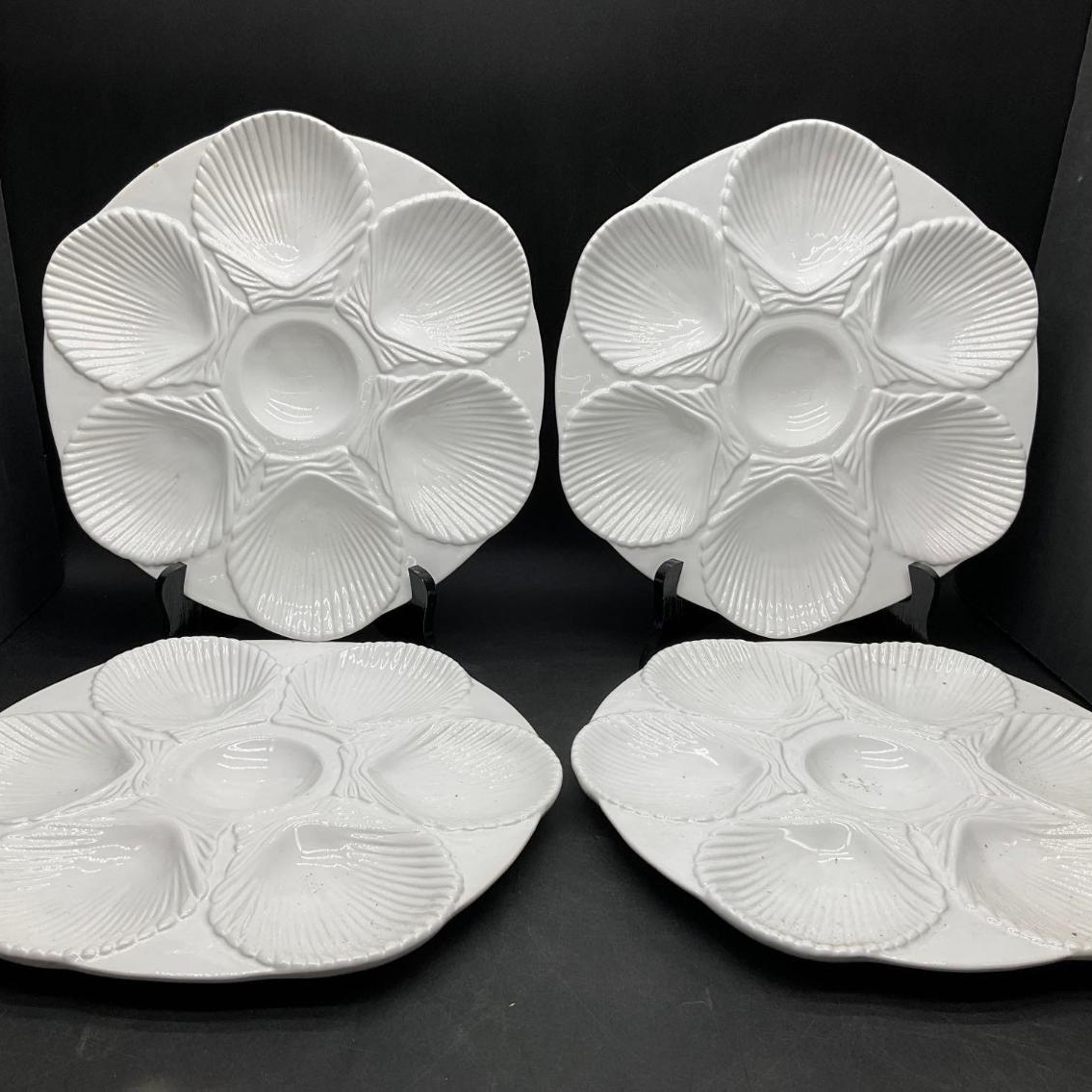 briggsauction's tweet image. Lot 790 in our current Discovery Auction features a set of four Pottery Barn oyster plates. Head over to our website or app now to bid before the sale closes this Friday! #FinditatBriggs #OysterPlates #AuctionFind #EstateSale
