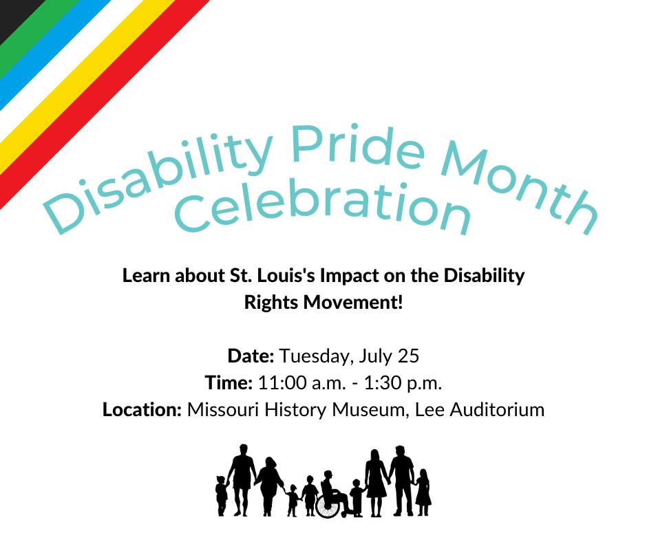 SouthviewSSD's tweet photo. Celebrate disability pride month at the Missouri History Museum on July 25, from 11 AM-1:30 PM. Learn about St. Louis's role in the disability rights movement and test your knowledge with a trivia quiz!

Register now to secure your spot: https://t.co/Js8Edv1Lmc https://t.co/VERqsDOdXI