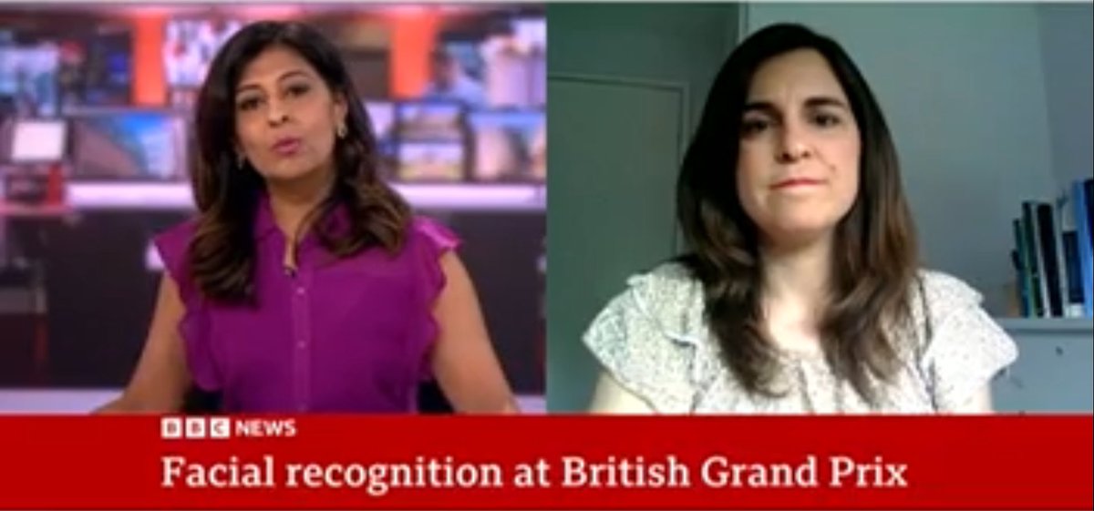 MariaPournara's tweet photo. I talked to BBC news about the use of live facial recognition (LFR) by police at the British Grand Prix this past weekend.  Questions should be raised re its legal basis, embedded racial and gender biases as well as human rights violations #police #humanrights #facialrecognition https://t.co/HzlEftUQe7